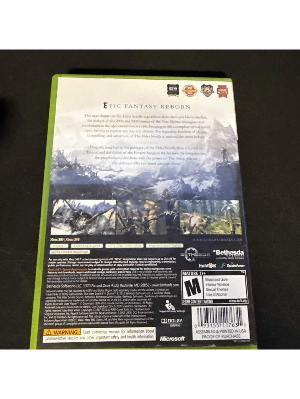 The Elder Scrolls V: Skyrim for Xbox 360 - USED - CIB w/ Premium Quality Map 🔥